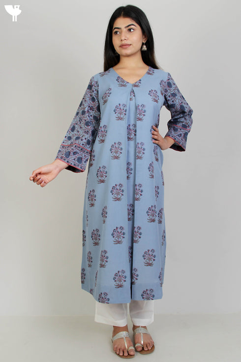100% Khaadi Cotton Dress With Floral Block Print
