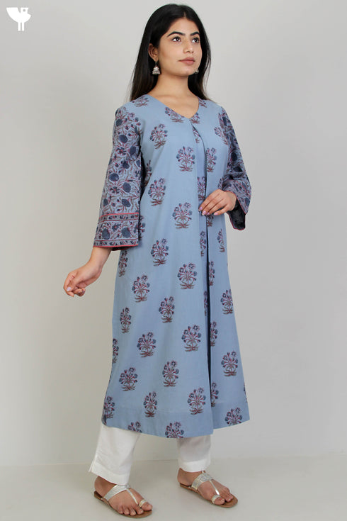 100% Khaadi Cotton Dress With Floral Block Print