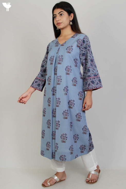 100% Khaadi Cotton Dress With Floral Block Print