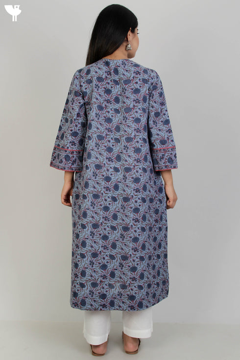 100% Khaadi Cotton Dress With Floral Block Print