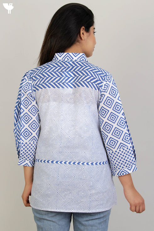 Cambric Cotton Button Down Shirt With Graphic Print