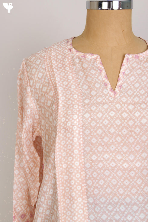 Modal Silk Pleated Blouse With Bandhej Block Print