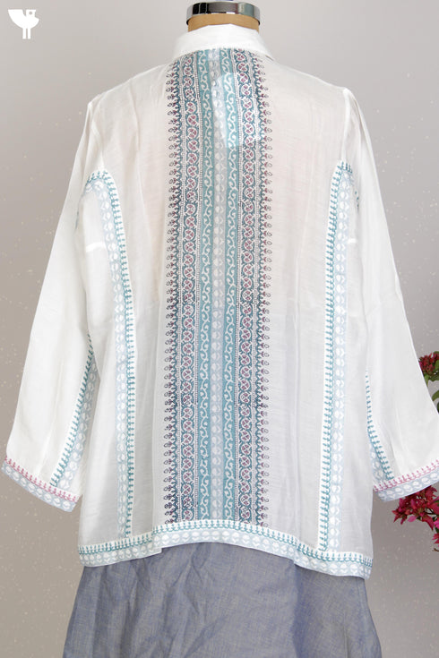 Modal Silk Voluminous Shirt With Graphic Block Print