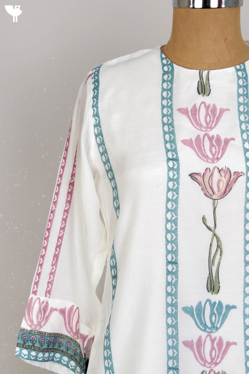 Modal Silk Layered Top With Floral Block Print