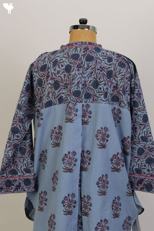 Khaadi Cotton Button Down Top With Floral Block Print