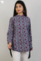 100% Khaadi Cotton Button Down Top With Floral Block Print