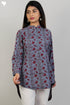 100% Khaadi Cotton Button Down Top With Floral Block Print