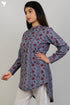 100% Khaadi Cotton Button Down Top With Floral Block Print