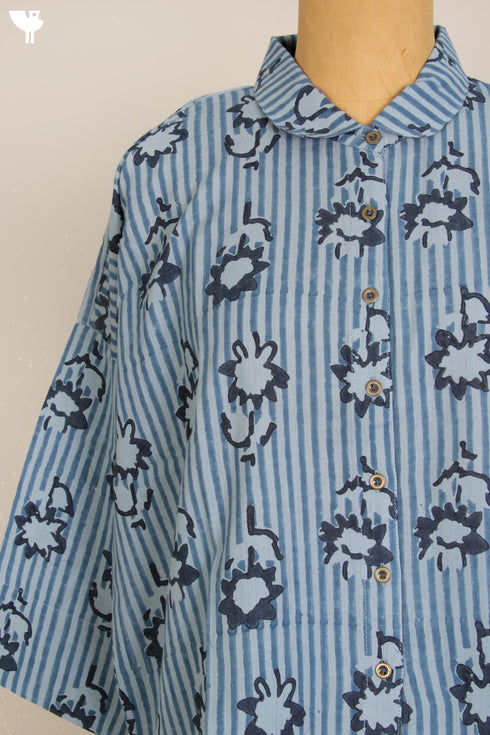 Khaadi Cotton Button Down Top With Floral Block Print