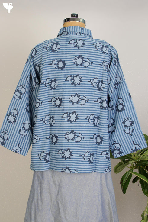 Khaadi Cotton Button Down Top With Floral Block Print