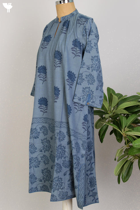 Cotton Voluminous Kurta With Floral Block Print