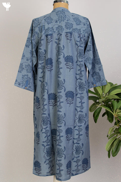 Cotton Voluminous Kurta With Floral Block Print