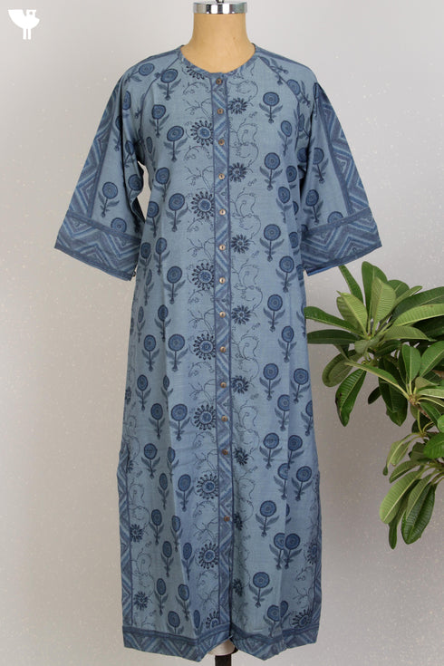 Khaadi Cotton Button Down Kurta With Floral Block Print