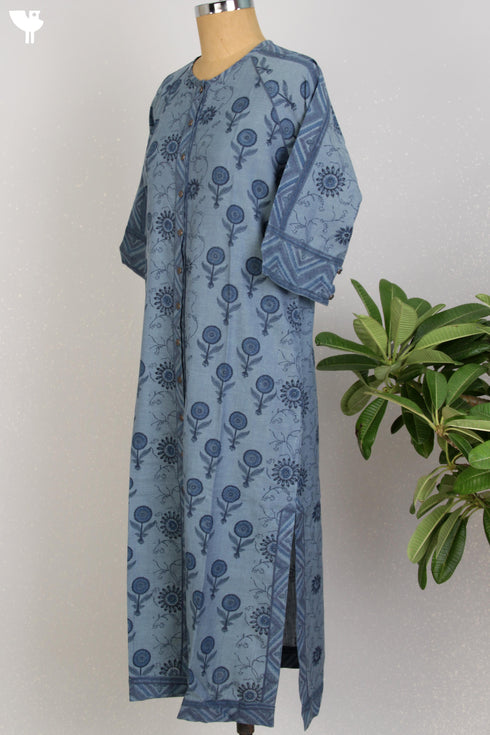 Khaadi Cotton Button Down Kurta With Floral Block Print