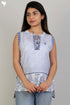 Cambric Cotton Sleeveless Vest With Graphic Print