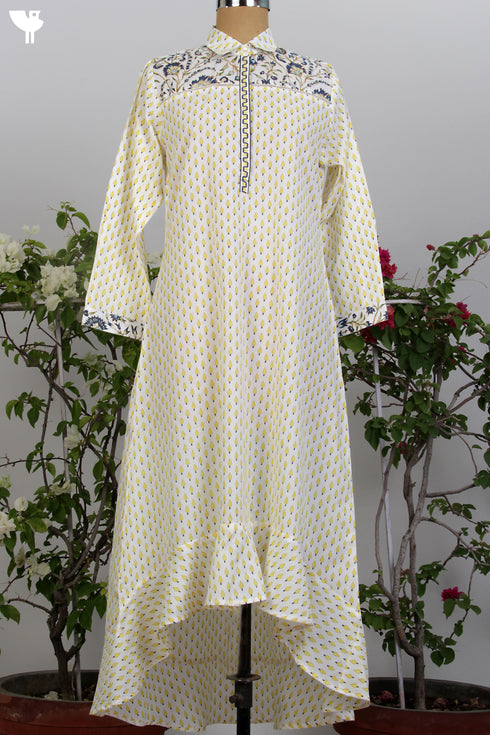 100% Cotton Cambric Hand Screen Printed Small Butti Dress