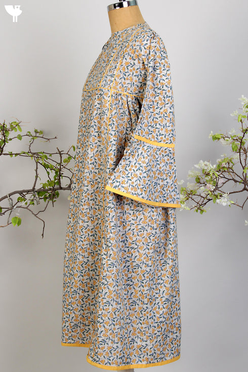 Cotton Cambric Dress Floral Hand Screen Print