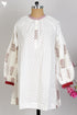 Cambric Cotton and Chanderi Silk Mid Length Dress With Block Print