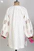 Cambric Cotton and Chanderi Silk Mid Length Dress With Block Print