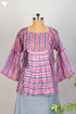 Modal Silk Pleated Top With Chevron Block Print