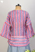 Modal Silk Pleated Top With Chevron Block Print