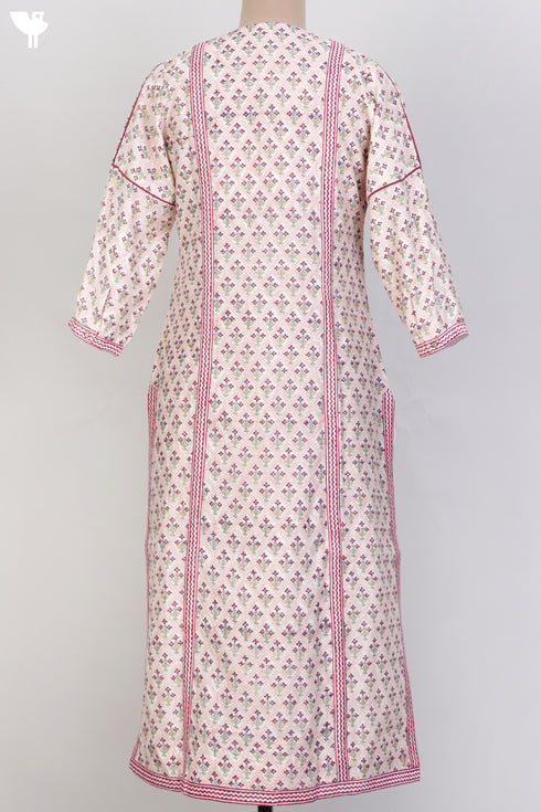 Chanderi Silk Kurta With Floral Block Print
