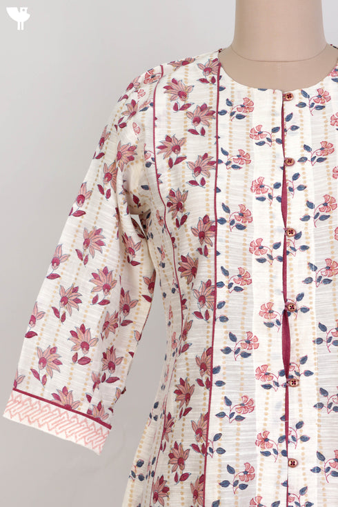 Chanderi Silk Mid Length Paneled Dress With Block Print
