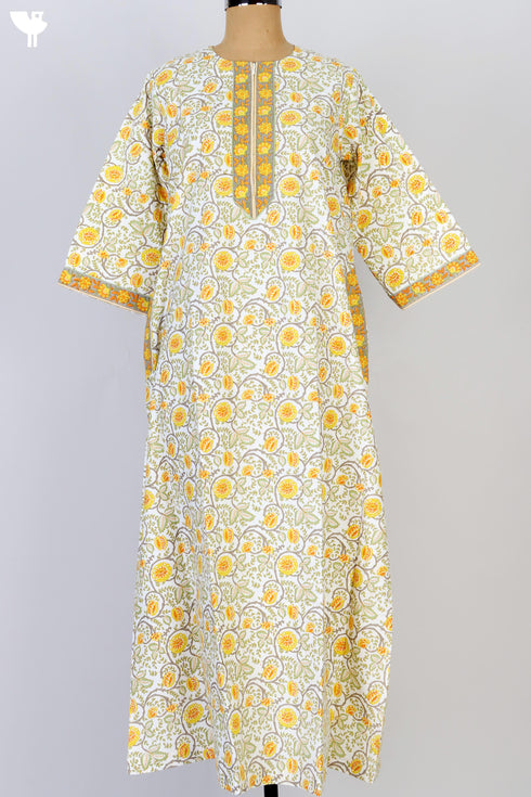 40s Cotton Kaftan In Floral Print