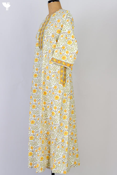 40s Cotton Kaftan In Floral Print