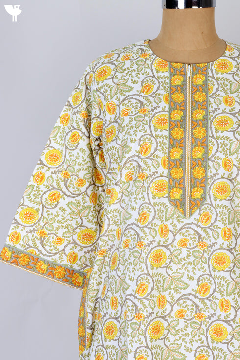 40s Cotton Kaftan In Floral Print
