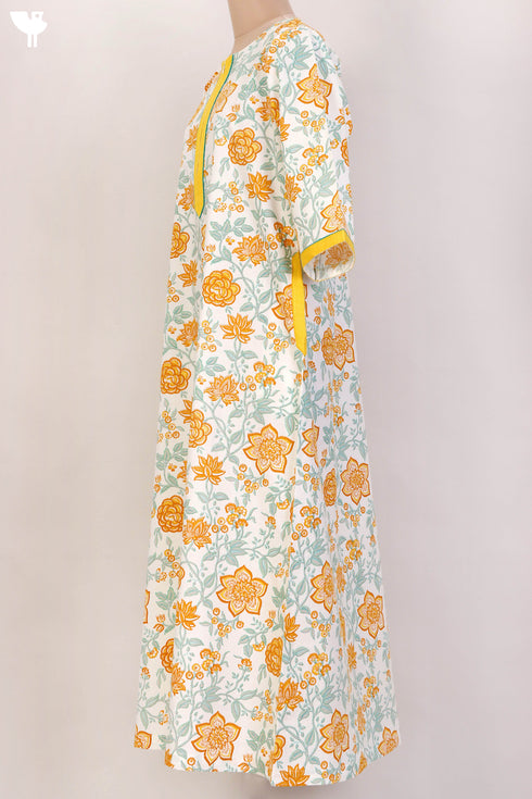 40s Cotton Kaftan In Floral Print