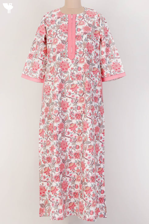 40s Cotton Kaftan In Floral Print
