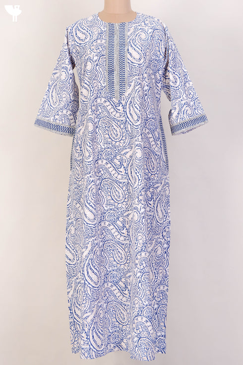 40s Cotton Kaftan In Paisley Print