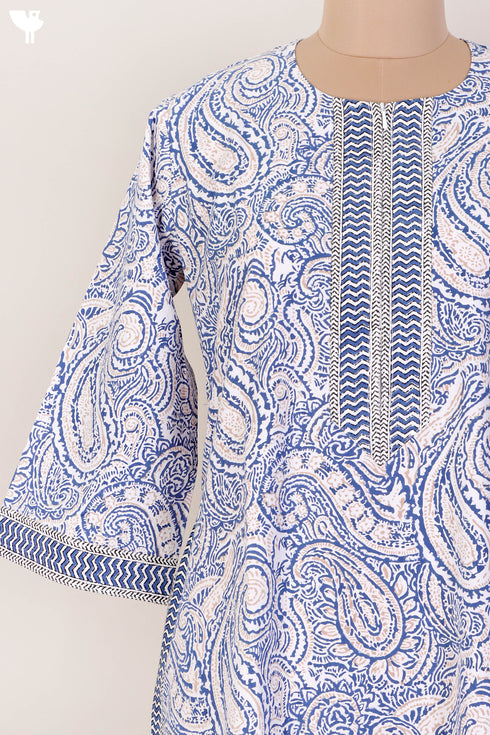 40s Cotton Kaftan In Paisley Print