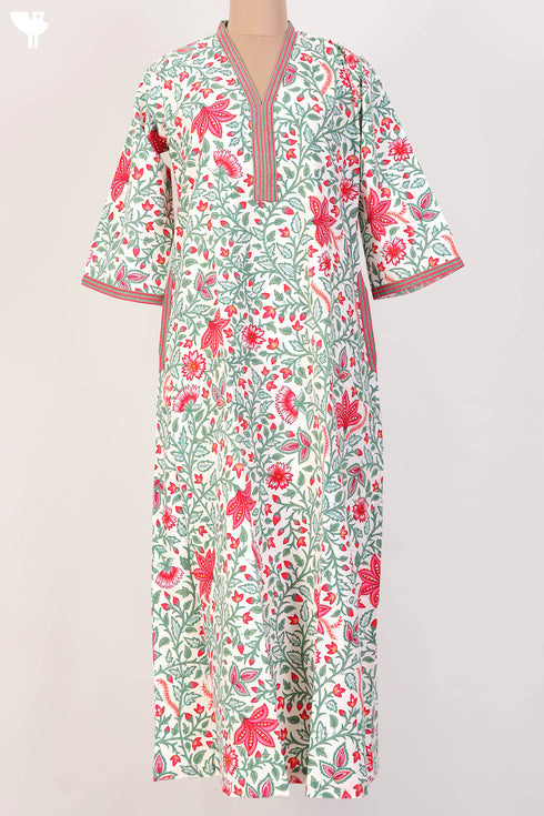 40s Cotton Kaftan In Floral Print