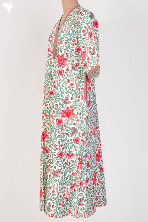 40s Cotton Kaftan In Floral Print