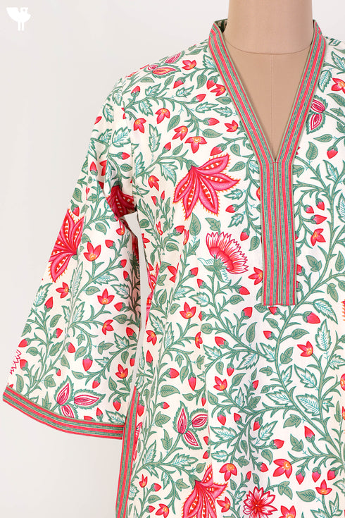 40s Cotton Kaftan In Floral Print