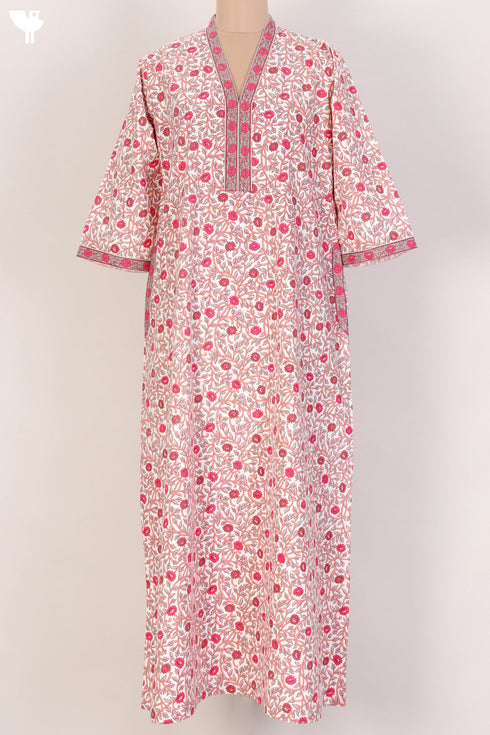 40s Cotton Kaftan In Floral Print