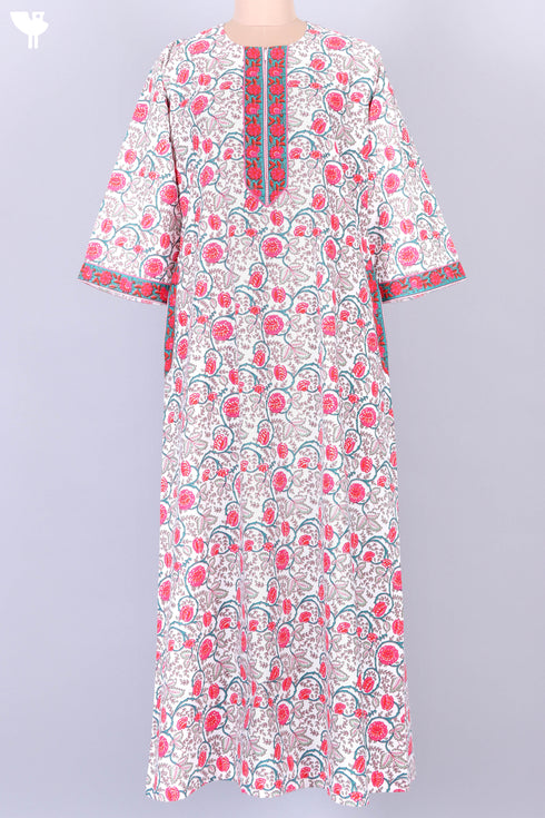 40s Cotton Kaftan In Floral Print