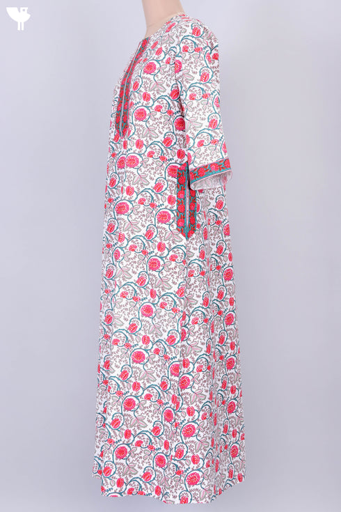 40s Cotton Kaftan In Floral Print