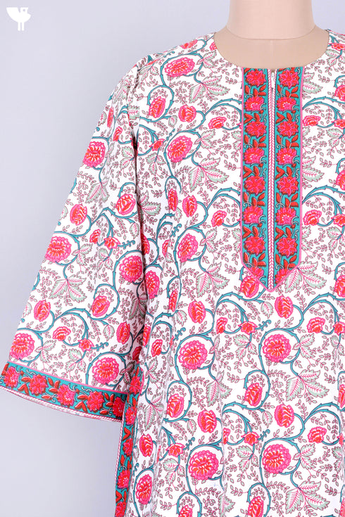 40s Cotton Kaftan In Floral Print