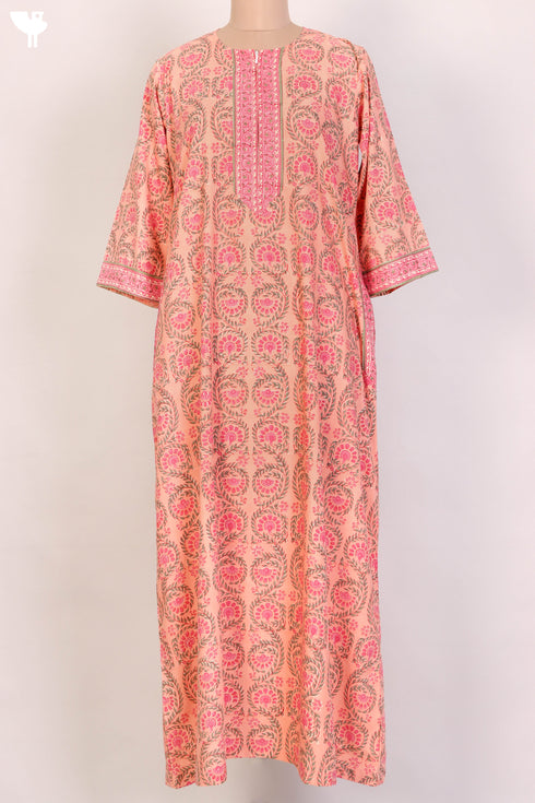 Bizzy Lizzy Cotton Kaftan In Floral Block Print