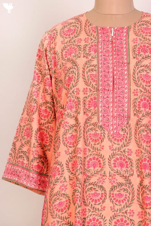 Bizzy Lizzy Cotton Kaftan In Floral Block Print