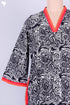 40s Cotton Kaftan in Black And Red Abstract Block Print