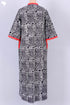 40s Cotton Kaftan in Black And Red Abstract Block Print