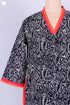 40s Cotton Kaftan in Black And Red Abstract Block Print