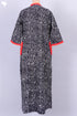 40s Cotton Kaftan in Black And Red Abstract Block Print