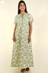 40s Cotton Kaftan In Emerald Green Floral Print