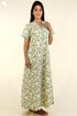 40s Cotton Kaftan In Emerald Green Floral Print