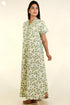 40s Cotton Kaftan In Emerald Green Floral Print